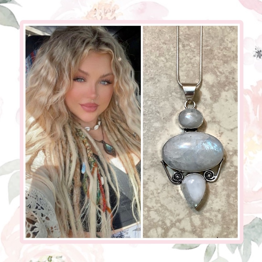 🌸 MOONSTONE OPAL NECKLACE QUARTZ HEALING PENDANT MAGICAL EARTH PROTECTION BOHO